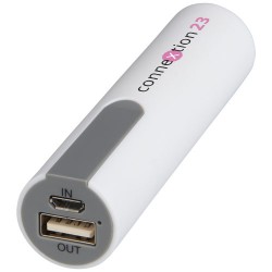 Power bank Jinn da 2200 mAh e finitura in gomma argenzia