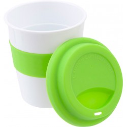 Tazza con banda e coperchio in silicone colorato, in PP ers