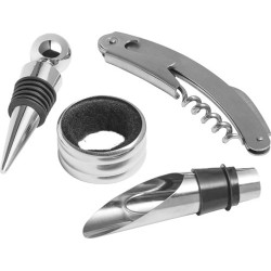 Set da vino 4 accessori, in acciaio inox fidia