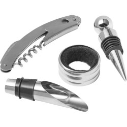 Set da vino 4 accessori, in acciaio inox fidia