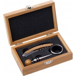 Set vino in bamboo ed acciaio inox Filibert