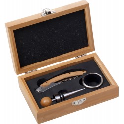 Set vino in bamboo ed acciaio inox Filibert