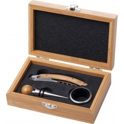 Set vino in bamboo ed acciaio inox Filibert