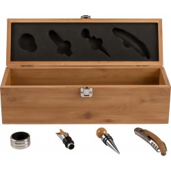 Set vino in bamboo ed acciaio inox filomena