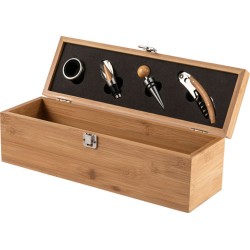 Set vino in bamboo ed acciaio inox filomena