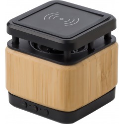 Speaker e caricabatterie wireless in bamboo e ABS firma