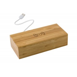 Caricabatterie wireless in bamboo con orologio Flo