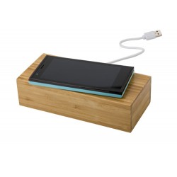 Caricabatterie wireless in bamboo con orologio Flo