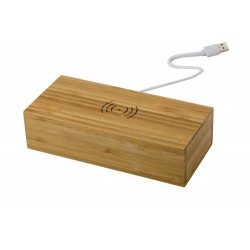 Caricabatterie wireless in bamboo con orologio Flo