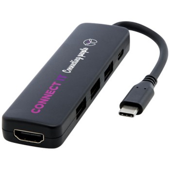 Adattatore multimediale USB 2.0-3.0 con porta HDMI in plastica riciclata certificata RCS Loop Gadget.it