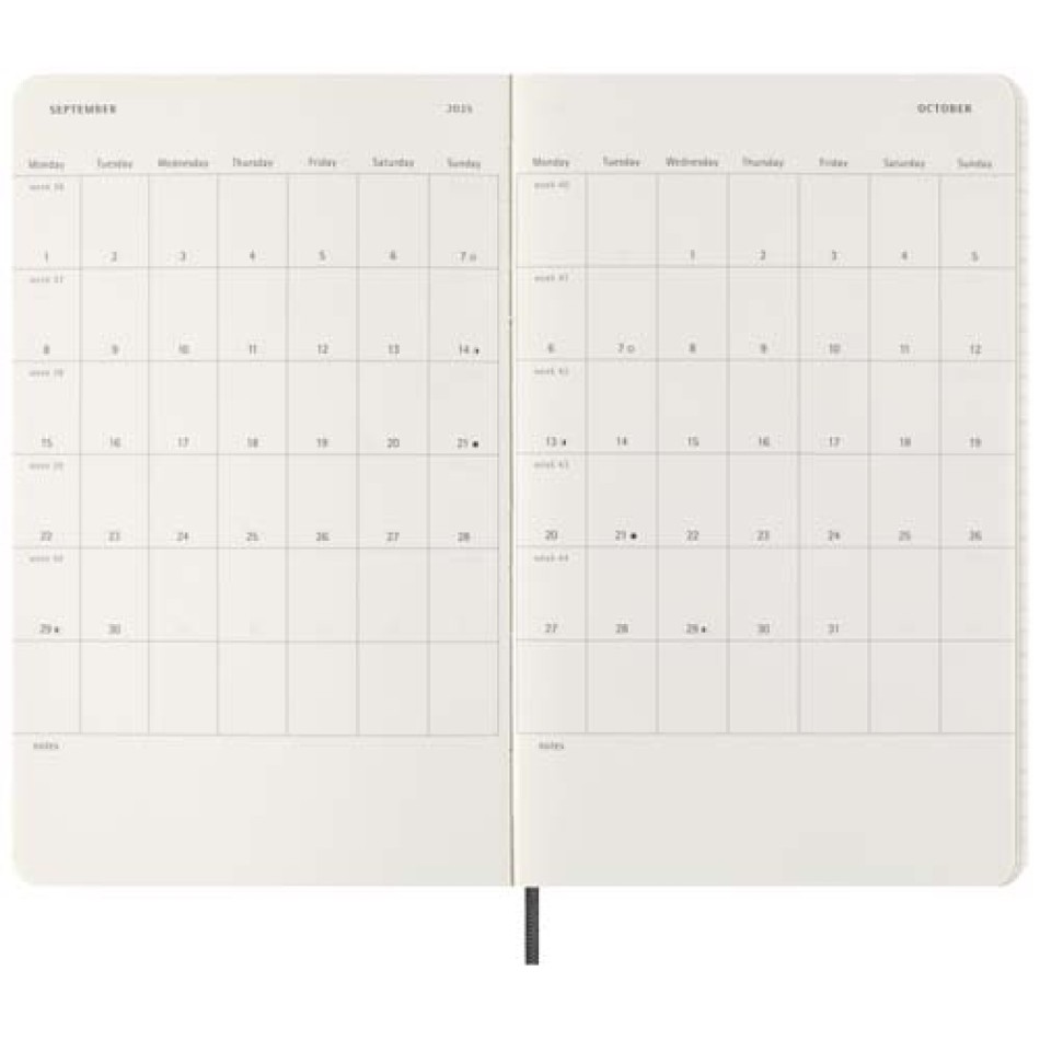 Agenda settimanale formato L 12 mesi con copertina morbida 100%VEGEA® Boa Moleskine Gadget.it