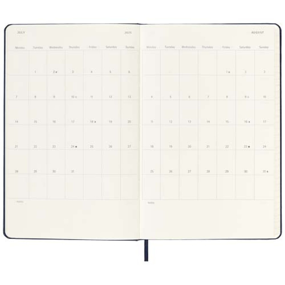 Agenda settimanale orizzontale 12 mesi formato L con copertina rigida Moleskine Gadget.it