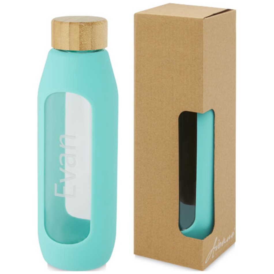 Borraccia in vetro borosilicato da 600 ml con impugnatura in silicone Tidan Gadget.it