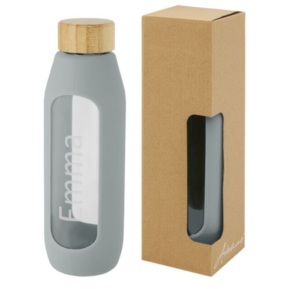 Borraccia in vetro borosilicato da 600 ml con impugnatura in silicone Tidan Gadget.it