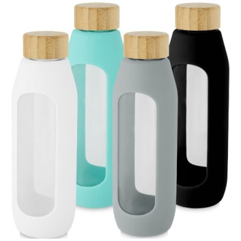 Borraccia in vetro borosilicato da 600 ml con impugnatura in silicone Tidan Gadget.it