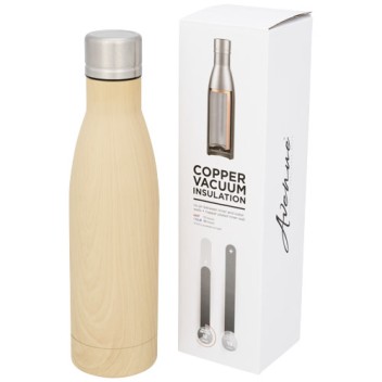 Borraccia termica con isolamento sottovuoto in rame effetto legno da 500 ml Vasa Gadget.it