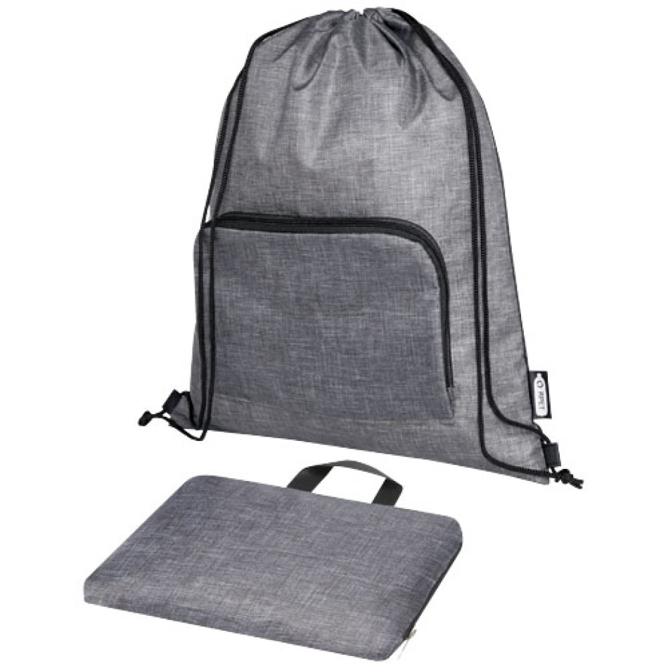 Borsa pieghevole con coulisse in materiale riciclato Ash - 7L Gadget.it