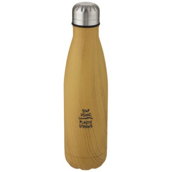 Bottiglia Cove da 500 ml con isolamento sottovuoto in acciaio inossidabile e motivo ornamentale in legno Gadget.it