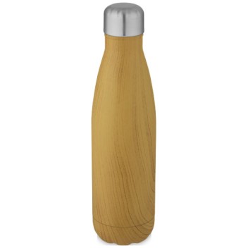 Bottiglia Cove da 500 ml con isolamento sottovuoto in acciaio inossidabile e motivo ornamentale in legno Gadget.it