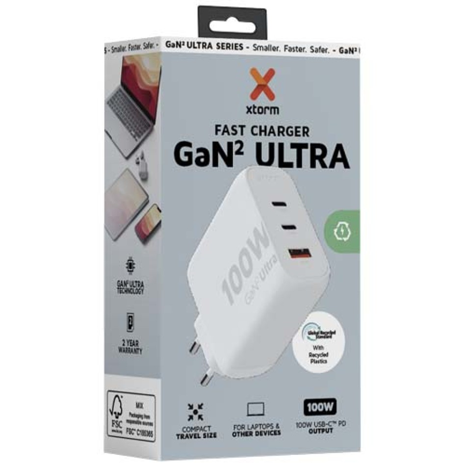 Caricabatterie da parete da 100W Xtorm XEC100 GaN² Ultra Gadget.it