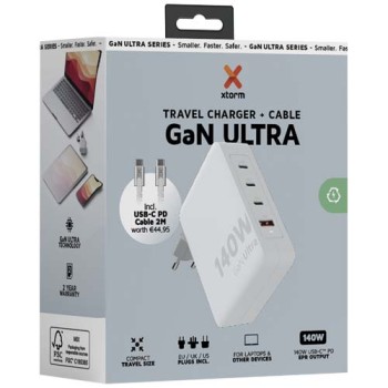 Caricabatterie da viaggio da 14 0W con cavo USB-C PD da 240 W Xtorm XVC2140 GaN Ultra Gadget.it