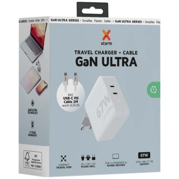 Caricabatterie da viaggio da 67 W con cavo USB-C PD da 100 W Xtorm XVC2067 GaN Ultra Gadget.it