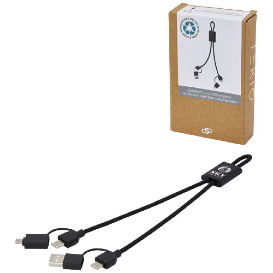 Cavo di ricarica rapida e trasferimento dati 6 in 1 in alluminio riciclato RCS da 45 W Connect Gadget.it