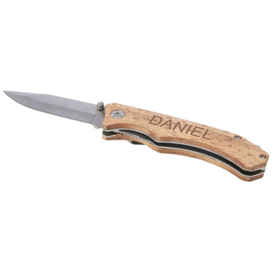 Coltello tascabile Dave in legno con clip per cintura Gadget.it