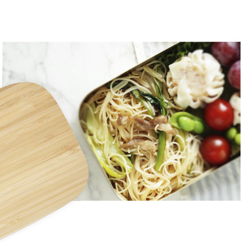 Contenitore per pranzo Tite in acciaio inossidabile con coperchio in bambù Gadget.it