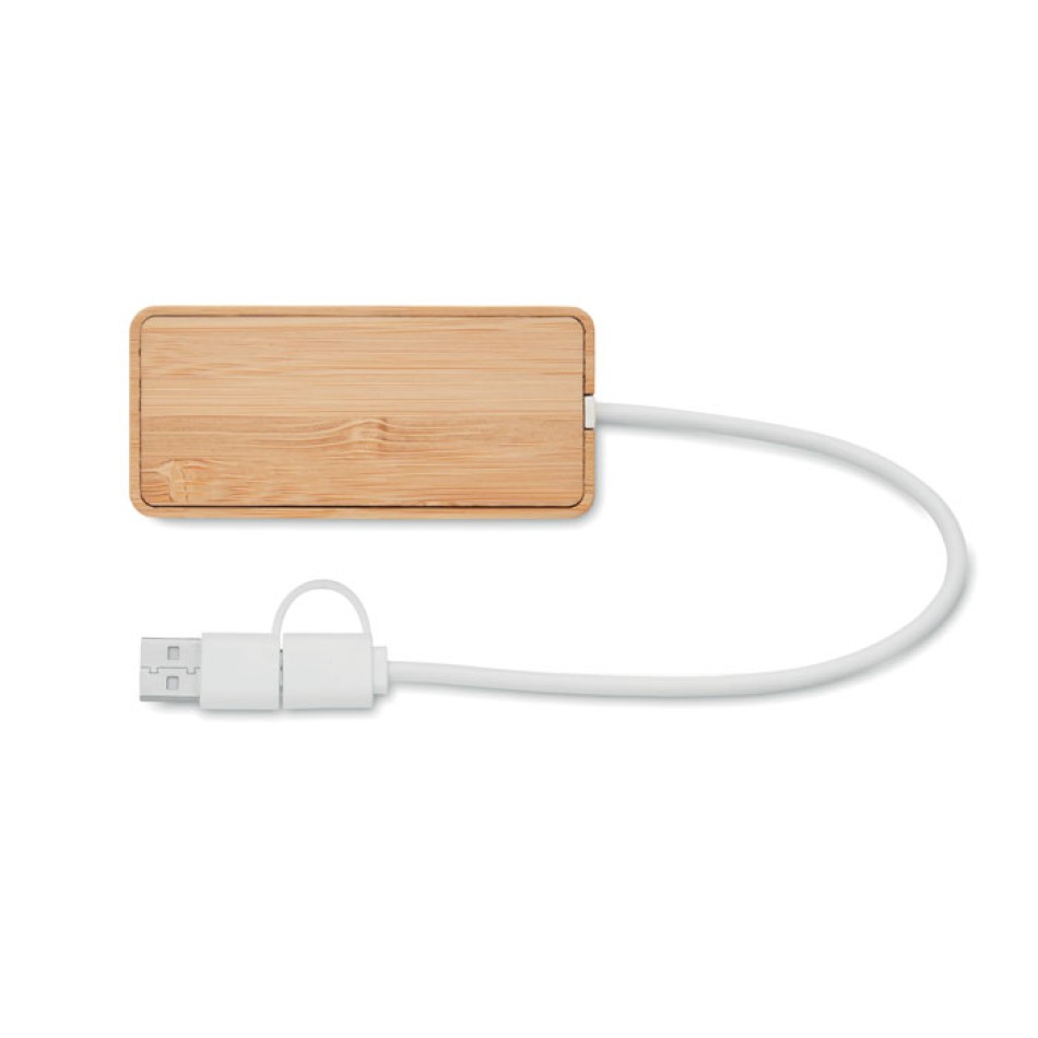 HUBBAM - Hub USB a 3 porte in bamboo Gadget.it