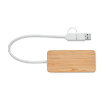 HUBBAM - Hub USB a 3 porte in bamboo Gadget.it