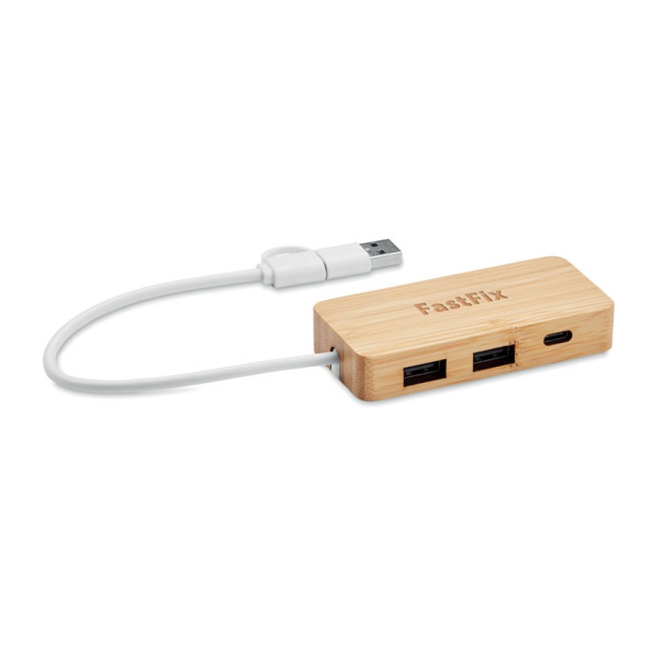 HUBBAM - Hub USB a 3 porte in bamboo Gadget.it