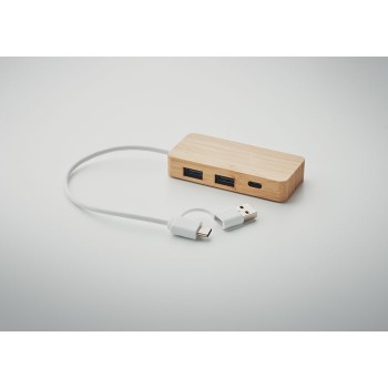 HUBBAM - Hub USB a 3 porte in bamboo Gadget.it