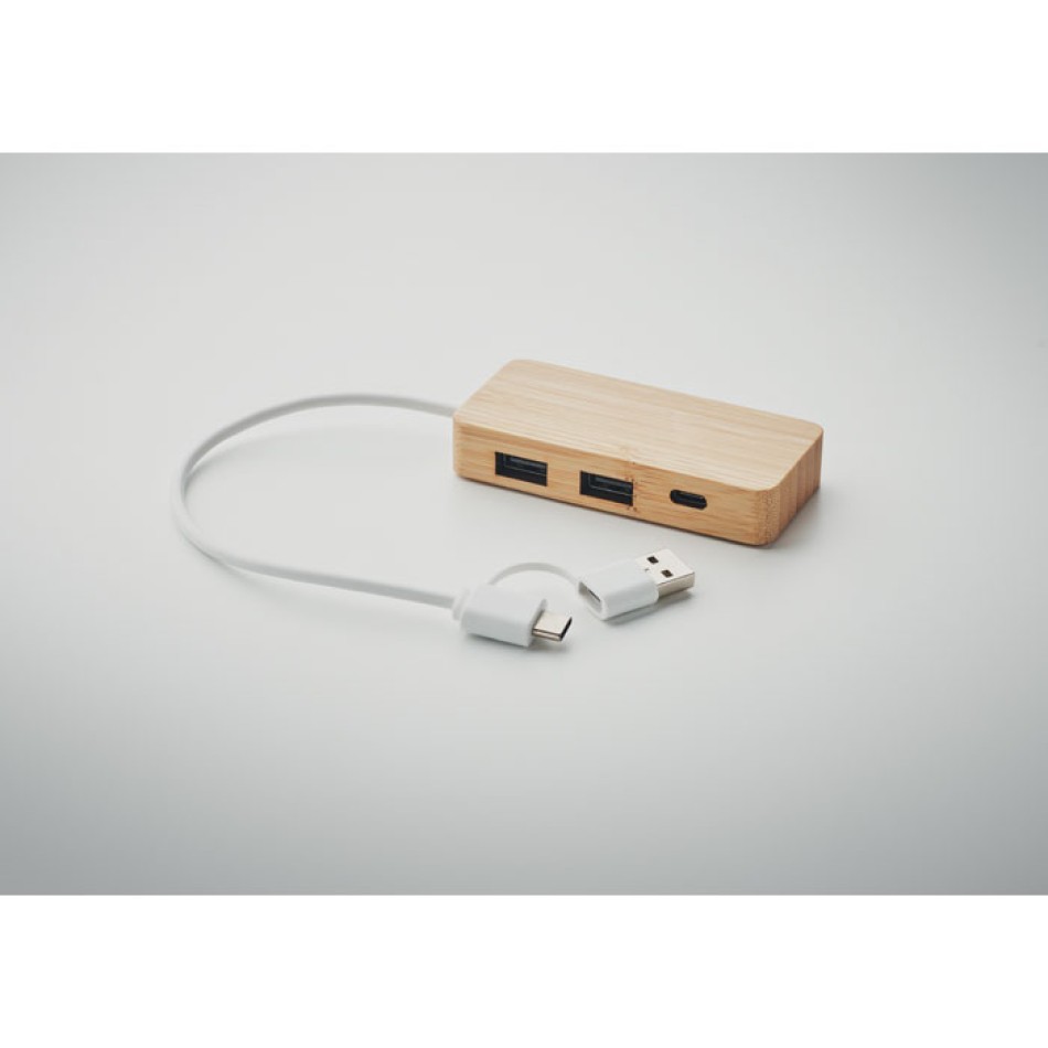 HUBBAM - Hub USB a 3 porte in bamboo Gadget.it