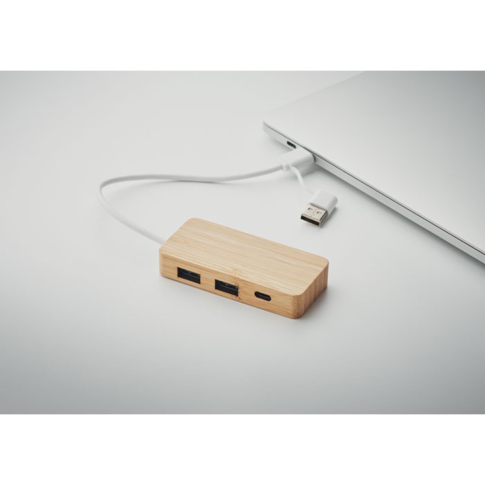 HUBBAM - Hub USB a 3 porte in bamboo Gadget.it