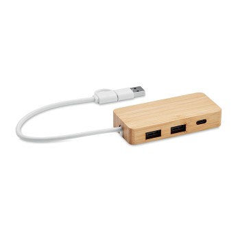 HUBBAM - Hub USB a 3 porte in bamboo Gadget.it