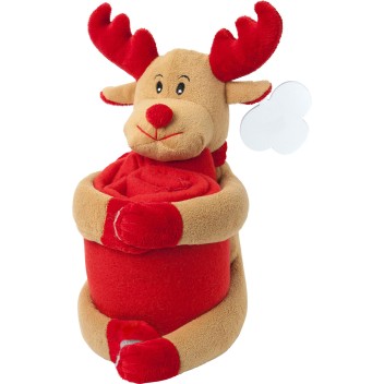 Peluche Cervo con coperta in pile, a tema natalizio Andrew Gadget.it