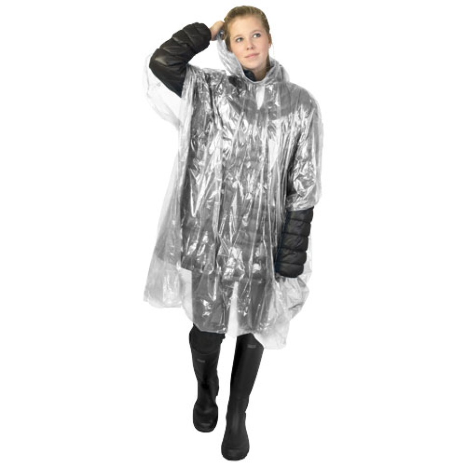 Poncho impermeabile monouso in materiale riciclato certificato GRS con custodia Mayan  Gadget.it