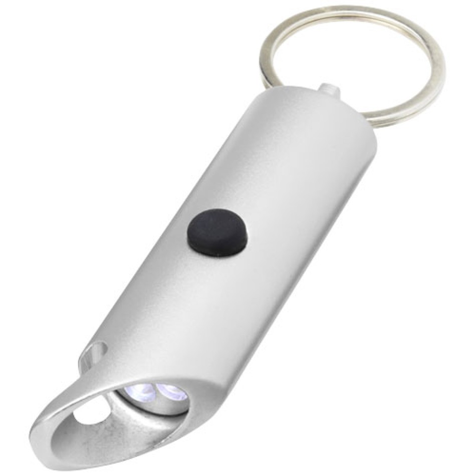 Portachiavi con torcia a LED e apribottiglie in alluminio riciclato IPX Flare Gadget.it