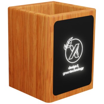 Portamatite in legno con logo luminoso e doppia uscita USB SCX.design O12 Gadget.it