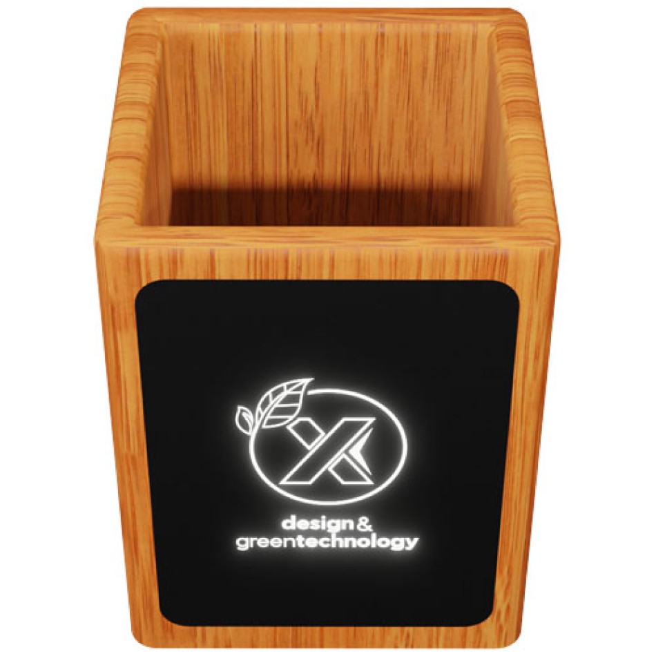 Portamatite in legno con logo luminoso e doppia uscita USB SCX.design O12 Gadget.it