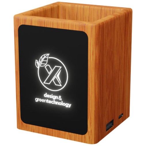 Portamatite in legno con logo luminoso e doppia uscita USB SCX.design O12 Gadget.it