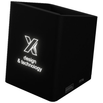 Portamatite in materiale antibatterico con logo luminoso e doppia uscita USB SCX.design O11 Gadget.it