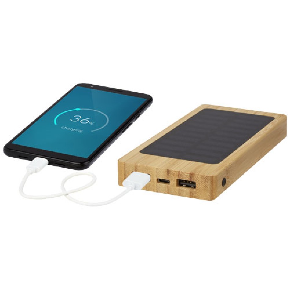 Power bank a energia solare da 8000 mAh in bambù Alata Gadget.it