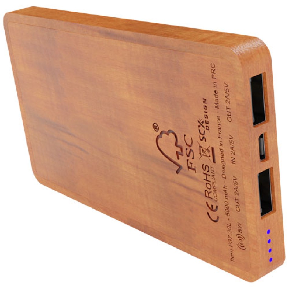 Power bank wireless, in legno, luminoso, da 5.000 mAh SCX.design P37 Gadget.it