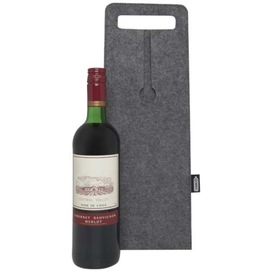 Sacchetto per bottiglia di vino in feltro riciclato certificato GRS da 75 cl Felta Gadget.it