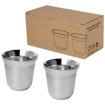  Set di tazze per caffè espresso in acciaio inossidabile certificato RCS da 80 ml Duo  Gadget.it