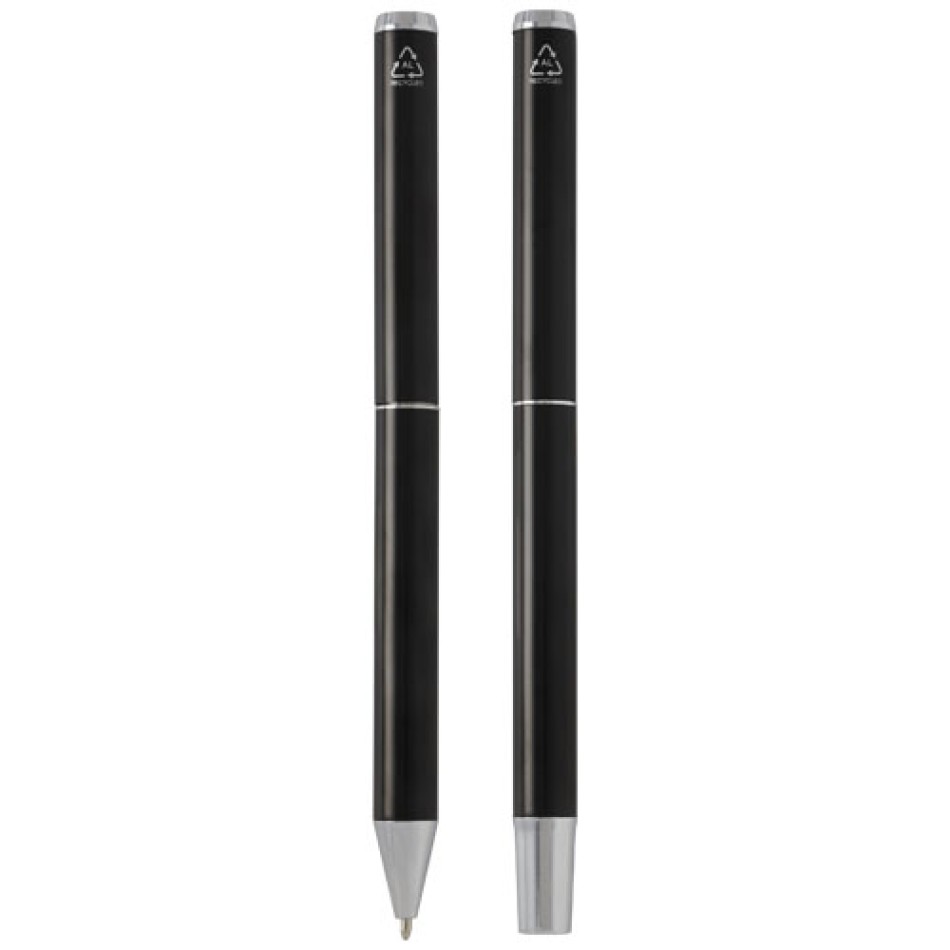 Set regalo con penna a sfera e penna roller in alluminio riciclato Lucetto Gadget.it