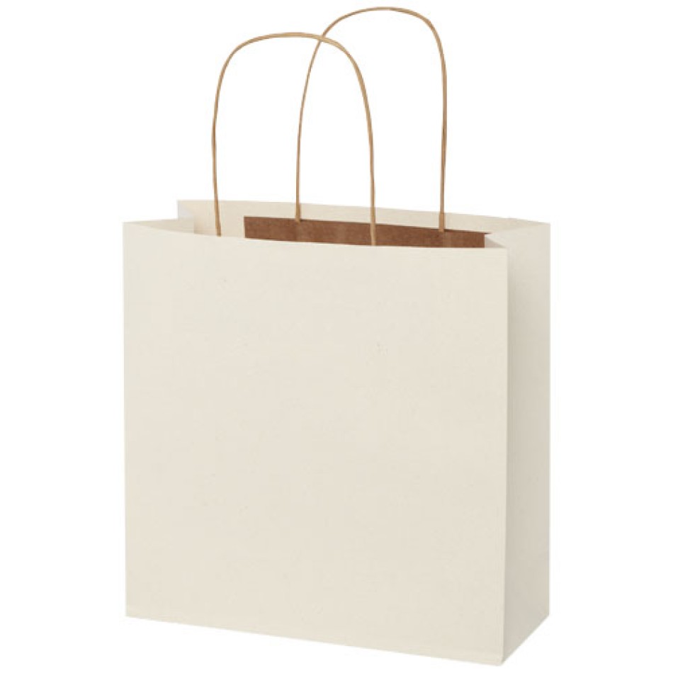 Shopper in carta da 150g/m2 realizzato con scarti agricoli con manici intrecciati - piccolo Gadget.it