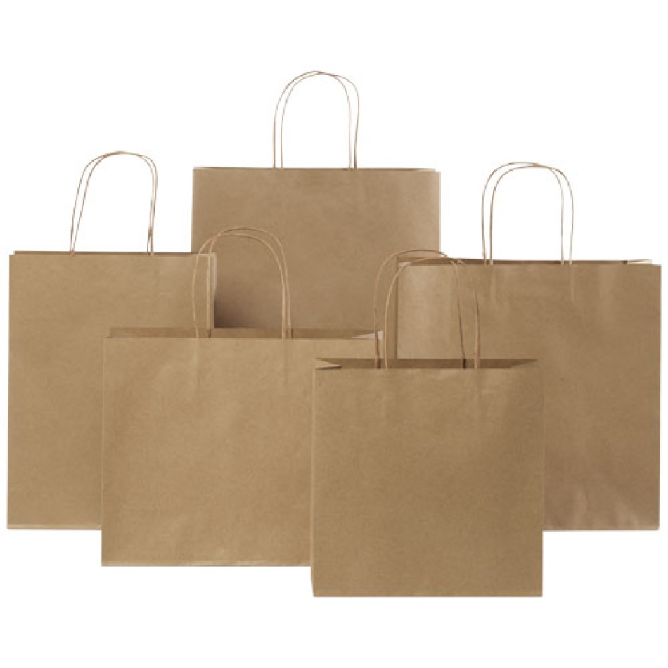 Shopper in carta kraft da 120g/m2 con manici intrecciati - piccolo Gadget.it